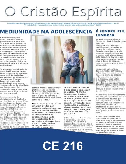 Capa da Edição 216 de O Cristão Espírita