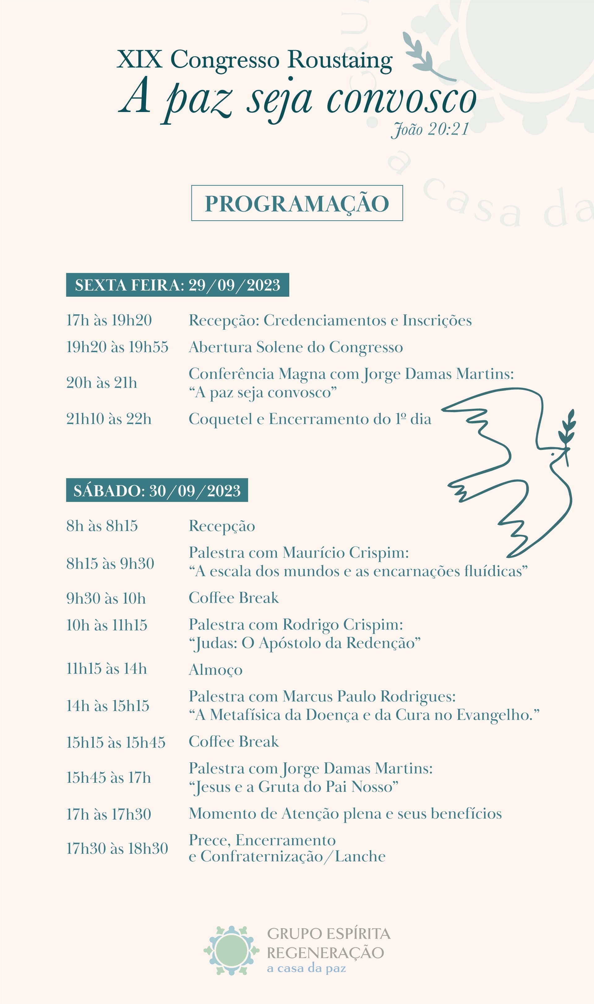 Agenda do XIX Congresso Roustaing