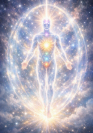 Imagem representando o corpo perispiritual e seus centros de força.